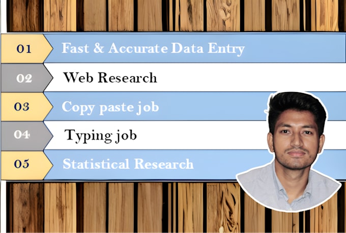 Gig Preview - Do fast and accurate data entry, typing, and web research