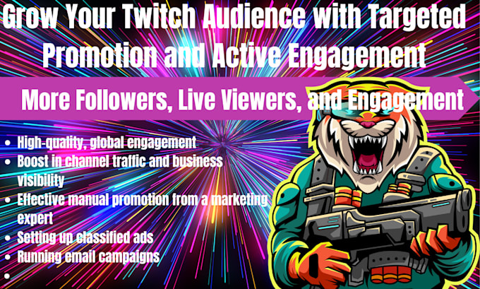 Gig Preview - Grow your twitch channel audience with best campaign to reach partner