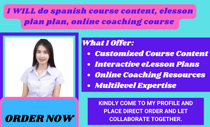 Gig Preview - Do spanish course content, elesson plan, online coaching course