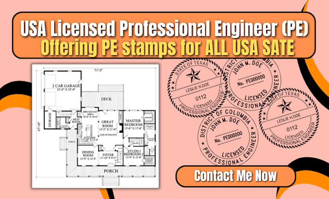 Gig Preview - Do licensed engineer, architectural stamp, engineering stamp, permit stamp, mep