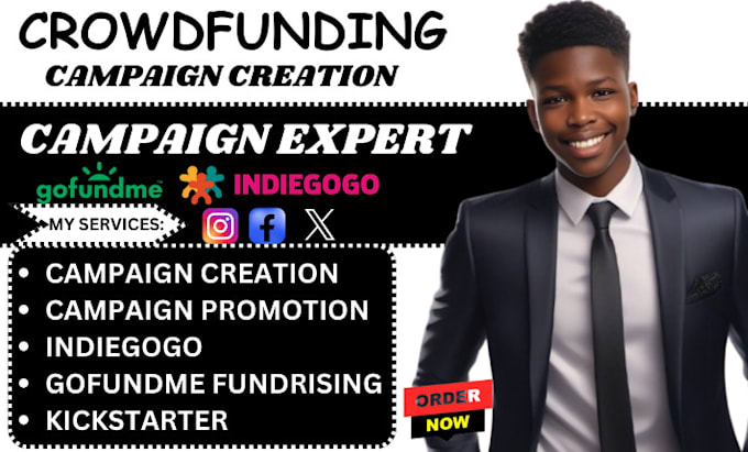 Gig Preview - Do crowdfunding campaign creation on kickstarter gofundme indiegogo