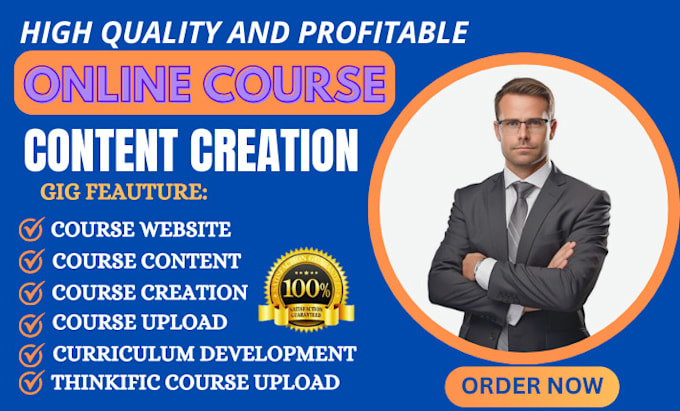 Gig Preview - Create online course creation, thinkific course upload, online course content