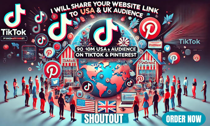 Gig Preview - Promote shoutout share website link to 90m USA UK tiktok pinterest, fb audience