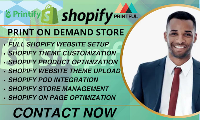 Gig Preview - Create shopify print on demand store, shopify store design website store