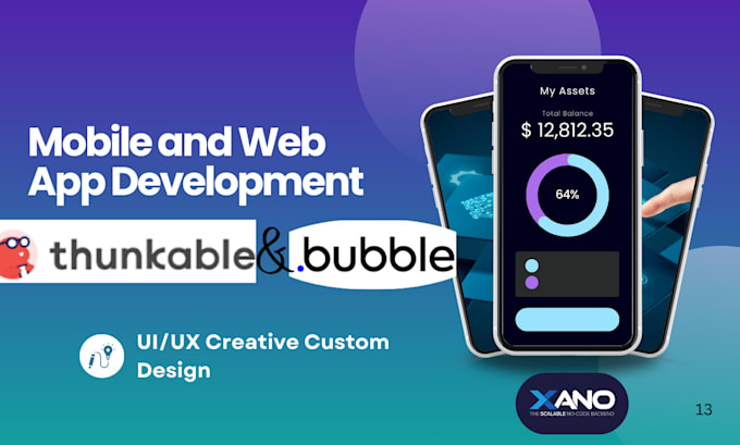 Gig Preview - Develop app on bubble io, adalo, flutterflow, thunkable, xano, passion io, figma