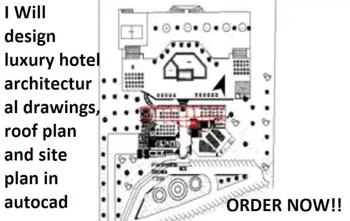 Gig Preview - Design luxury hotel architectural drawings, roof plan and site plan in autocad