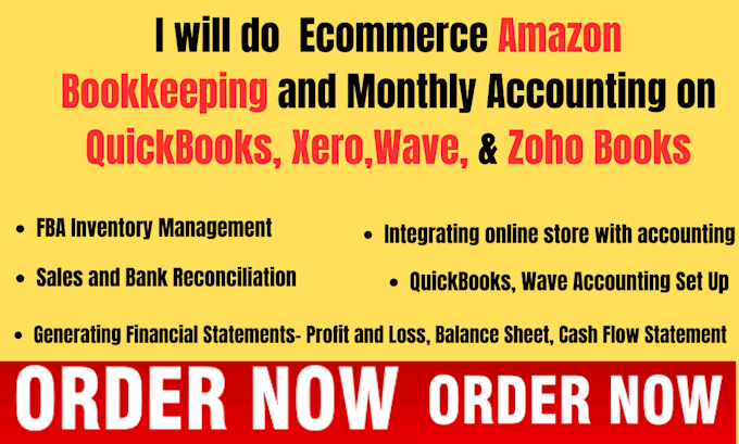 Gig Preview - Do ecommerce bookkeeping amazon accounting in quickbooks online,wave, and xero