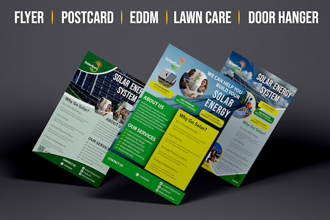 Gig Preview - Design solar postcard door hanger eddm lawn care junk removal business flyer