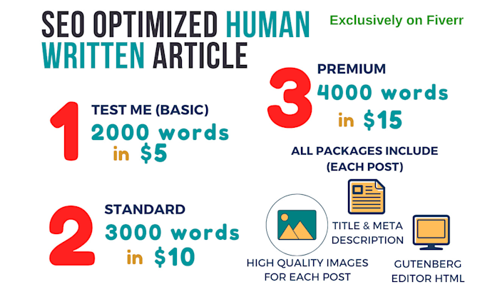 Gig Preview - Write a unique SEO optimized 2000 word article with images