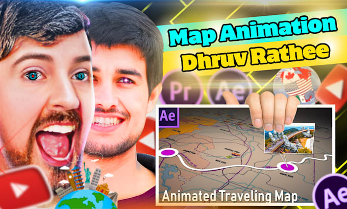 Gig Preview - Engaging route map animations for travel vlogs in geolayer