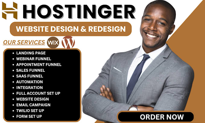 Gig Preview - Build hostinger website design wordpress website hostinger website redesign