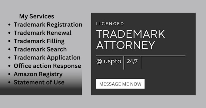 Gig Preview - Be your trademark attorney, licensed US trademark attorney filling amazon brand