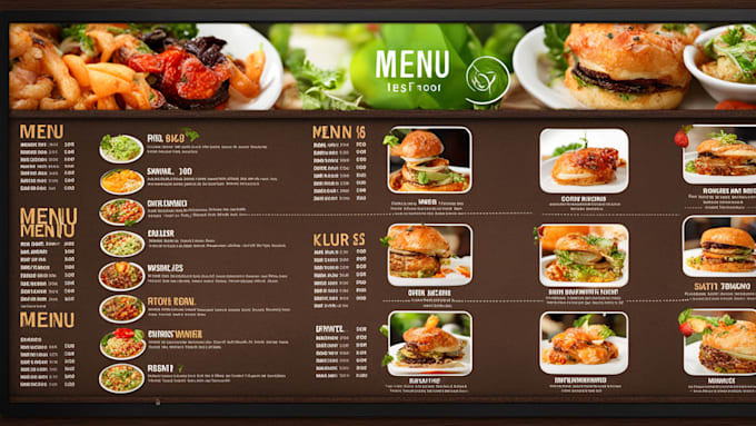 Gig Preview - Design TV menu restaurant menu digital menu board food menu