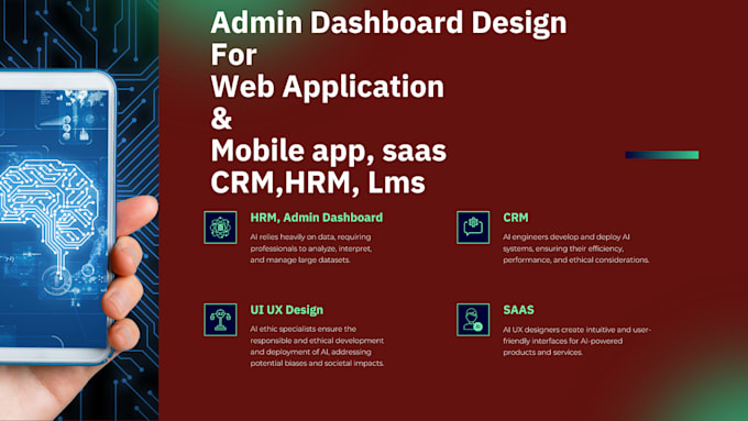 Gig Preview - Do admin dashboard design for web applications and mobile app saas,CRM,hrm, lms