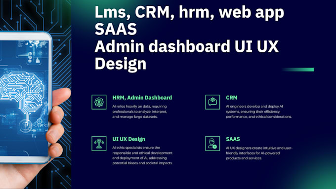 Gig Preview - Do lms, CRM, hrm, web app, and saas, admin dashboard UI UX designs