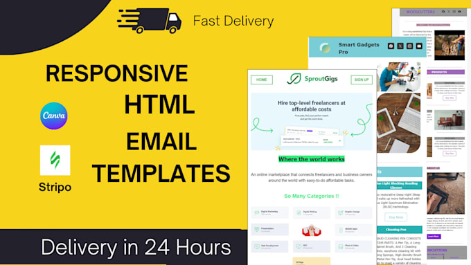 Gig Preview - Design responsive HTML email templates within 24 hours