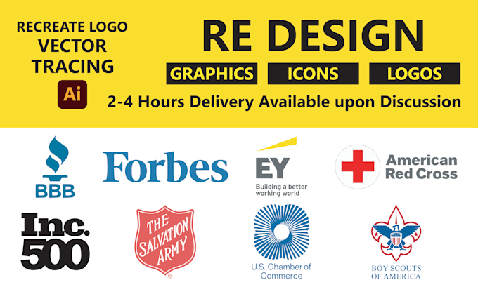 Gig Preview - Vectorize, redesign, redraw, and recreate your logo with manual vector tracing