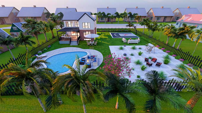 Gig Preview - Do landscape rendering, garden, patio, pool, backyard design