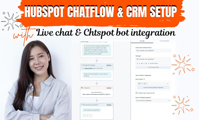 Gig Preview - Setup hubspot chatflow, live chat and chatspot using hubspot CRM