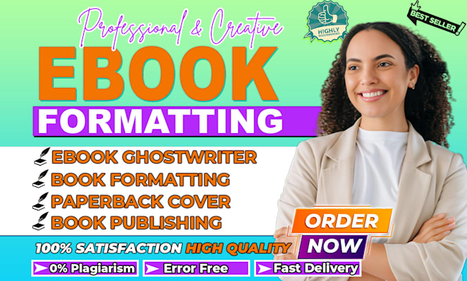 Gig Preview - Ebook ghostwriter, book formatting, paperback formatting, kdp book publishing