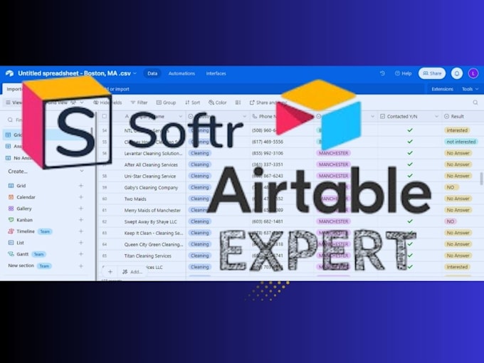 Gig Preview - Be your airtable database, airtable automation, airtable integrate softr expert