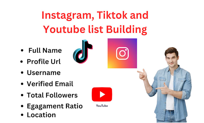 Gig Preview - Find the best instagram, tiktok, and youtube influencer list for your brand