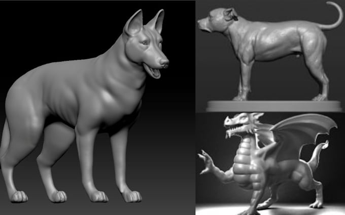 Gig Preview - Sculpt 3d animal model 3d creature 3d dog model 3d dragon model dog pet model