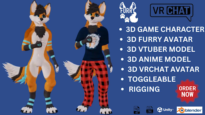 Gig Preview - Create 3d vrchat avatar 3d vtuber model anime model furry avatar 3d nsfw model