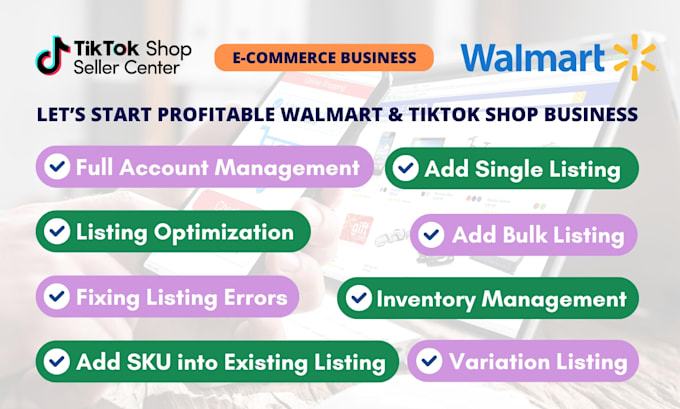 Gig Preview - List products on the tiktok shop and walmart marketplace and optimize them