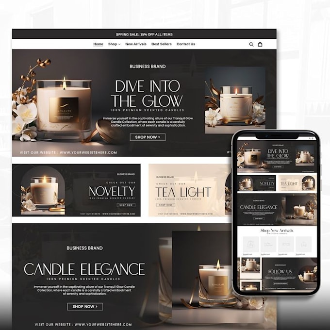 Gig Preview - Design candle shopify store, candle website, candle dropshipping, light store