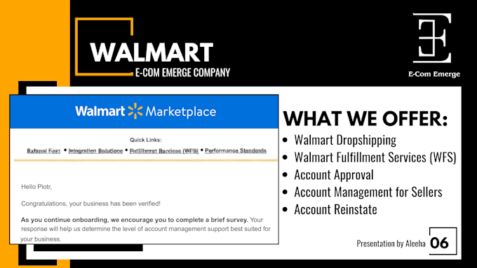 Gig Preview - Get your walmart account approved and managed efficiently