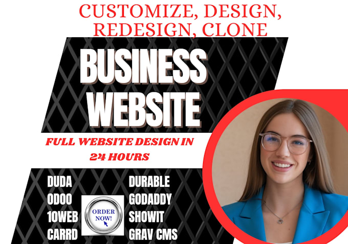 Gig Preview - Customize duda odoo grav cms godaddy 10web carrd dora durable business website