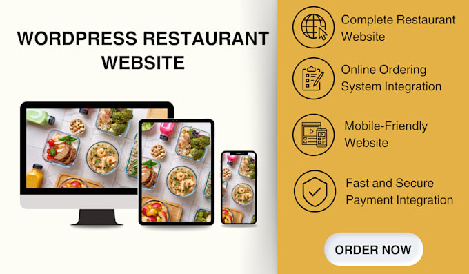 Gig Preview - Restaurant website wordpress restaurant website with food website