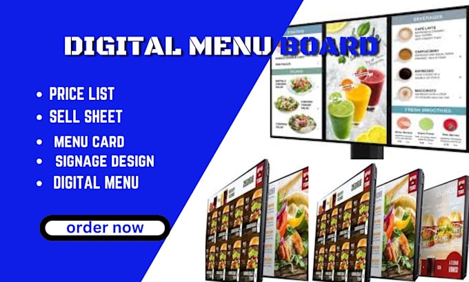 Gig Preview - Design modern menu TV menu food flyer classy menu animated menu bar menu