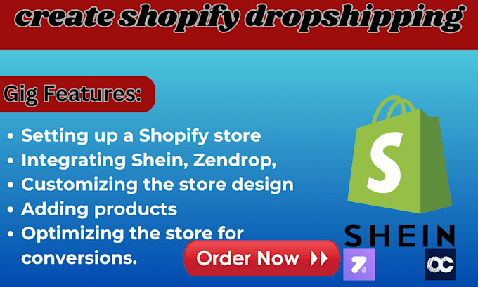 Gig Preview - Create shopify dropshiping website store via auto ds temu zendrop