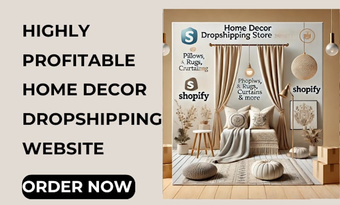 Gig Preview - Design home decor pillows and poufs rugs curtain liner  dropshipping store