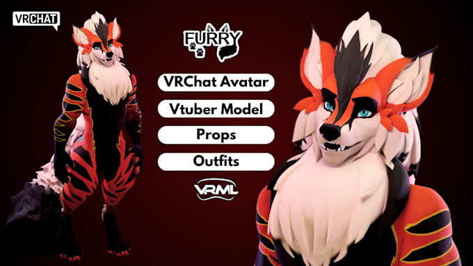 Gig Preview - Do custom 3d model, furry avatar, nsfw, 3d furry model for vrchat and vtuber