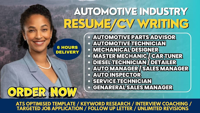 Gig Preview - Write automotive resume, engineer, tech, manager, salesman, designer, dealer cv