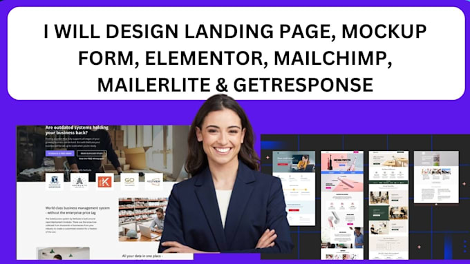 Gig Preview - Design landing page, mockup form, elementor mailchimp mailerlite getresponse