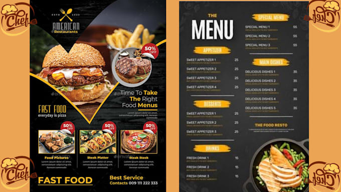 Gig Preview - Professsional restaurant menu design mondern food