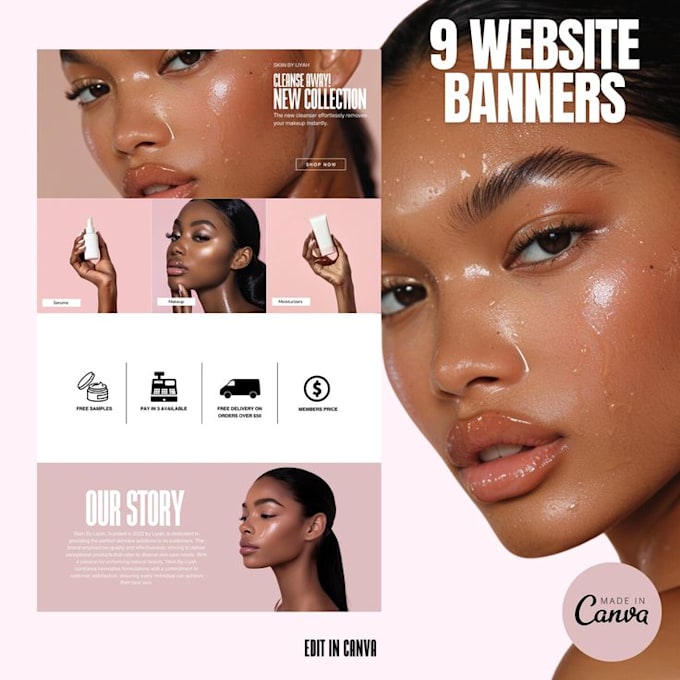 Gig Preview - Design beauty website skincare cosmetics beauty logo spa salon retouch