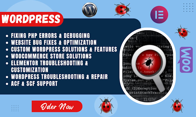 Gig Preview - Help fix php wordpress woocommerce elementor acf scf issues website bugs errors