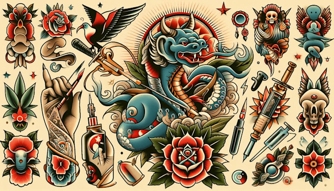 Gig Preview - Create a traditional or old school style tattoo design