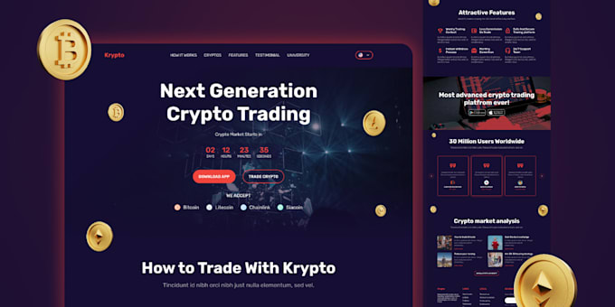 Gig Preview - Create crypto landing page, ico website, crypto landing page, ico landing page