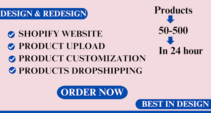 Gig Preview - Build modern shopify store products uploads add products bulk listing customize