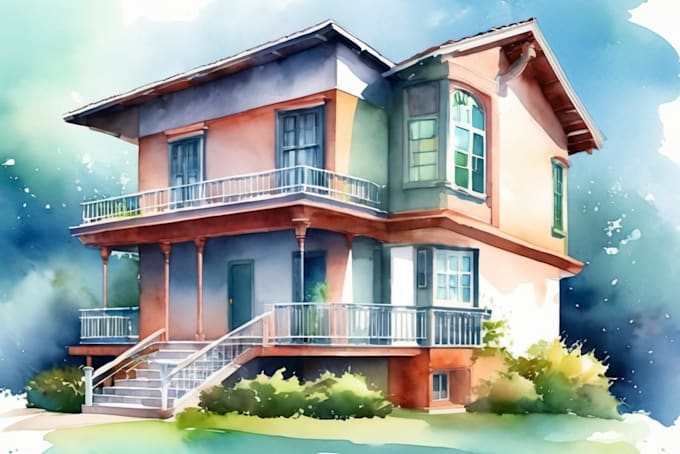 Gig Preview - Create digital watercolor house and building illustration