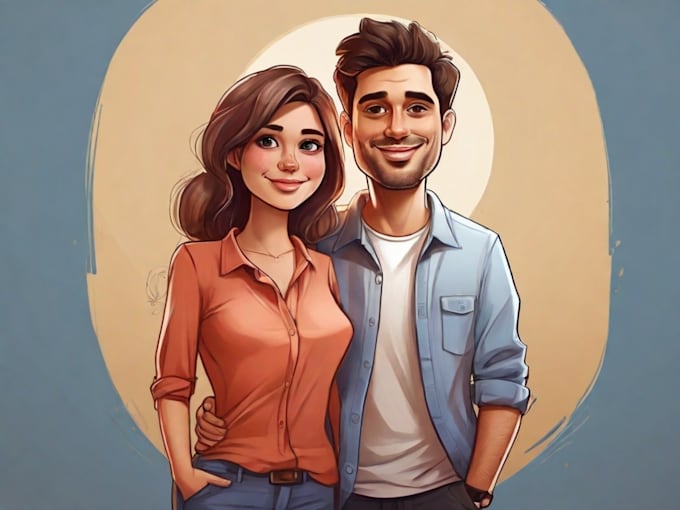 Gig Preview - Draw cartoon couple portrait