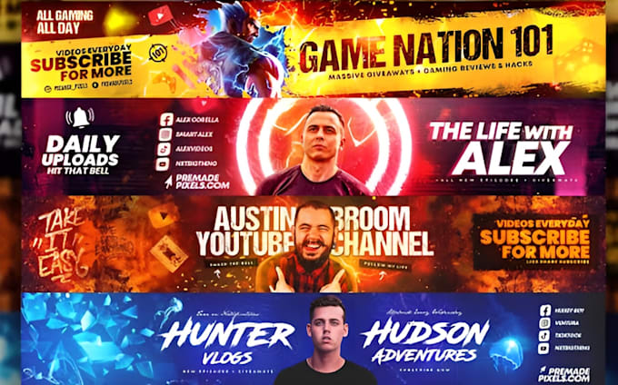 Gig Preview - Design outstanding youtube banner and logo and other social media header