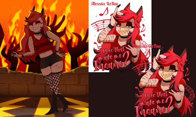 Gig Preview - Draw hazbin hotel or helluvaboss oc design,merch design,fan art,character design