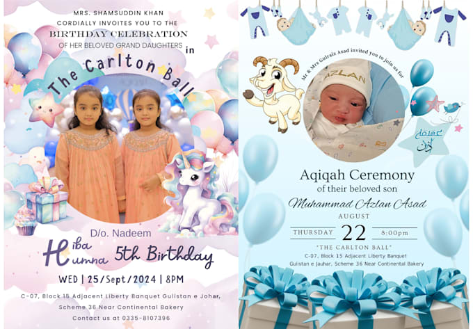 Gig Preview - Make custom design birthday, menu, party event cards for u